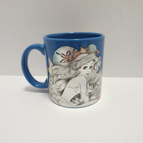 Disney Little Mermaid Ariel 20 Oz Coffee Mug Cup Blue Silver New - Picture 1 of 6